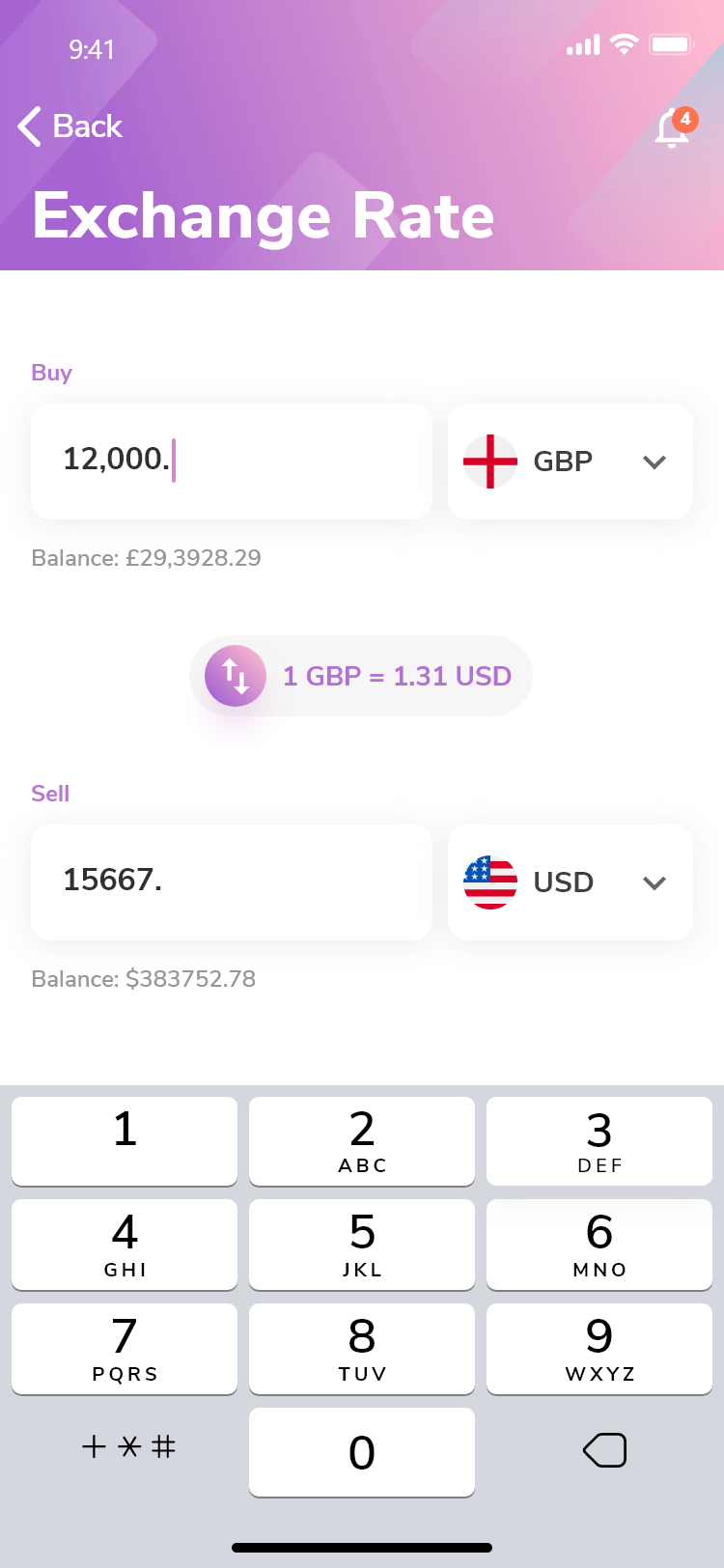 Live Exchange Rate Screen